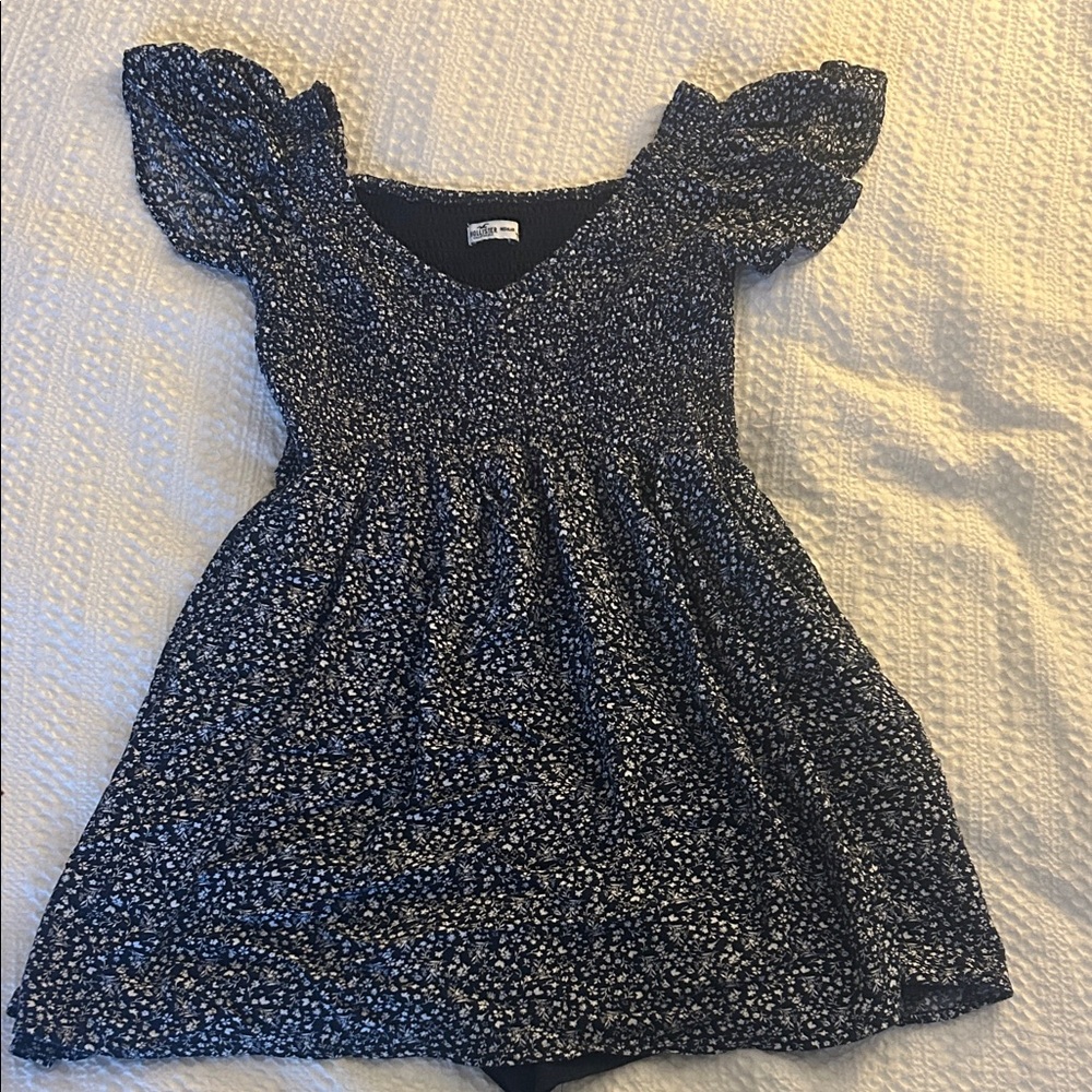 Hollister Navy and White Textured Dress w/ Shorts